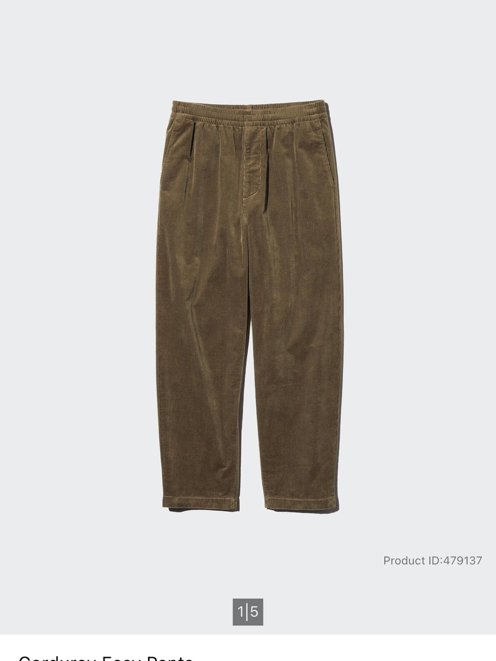 Uniqlo Men's Corduroy Easy Taper Pants in Olive